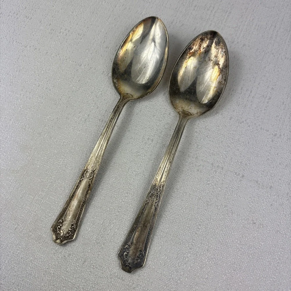 HB‎ Co. HBC6 Silver plate Dinner Soup Spoons Set Of 2